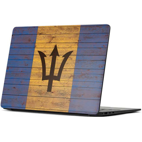 Barbados Flag Dark Wood Surface Laptop 7 15in Skin